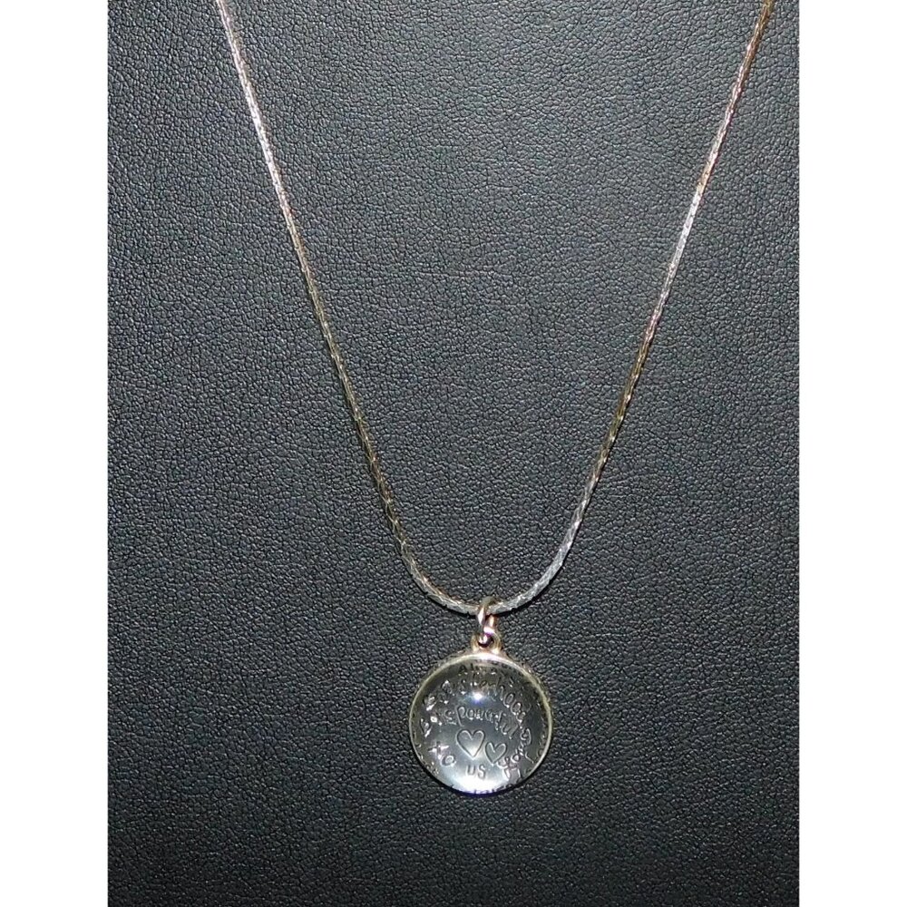 Always Sisters Always Friends Domed Silver Tone Pendant Necklace